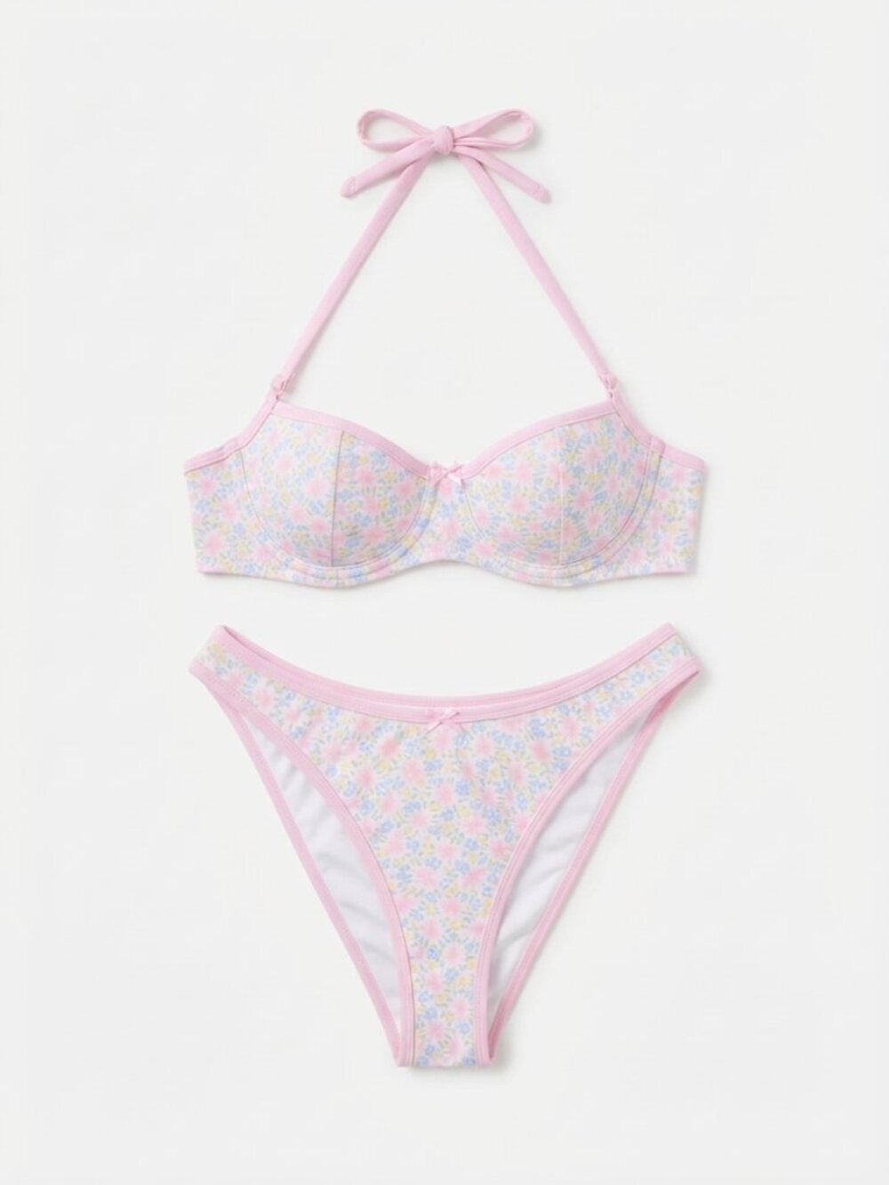 New! PINK xFrankies Bikinis Daisy Pink Gingham Bikini SET 34636